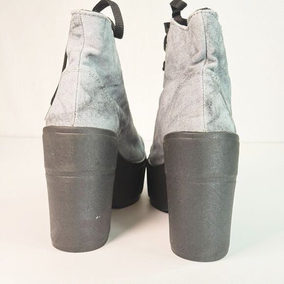 New Y2K | Bakers | Gray Distressed Canvas Chunky Platform Booties | Sz 7.5 - Picture 6 of 7